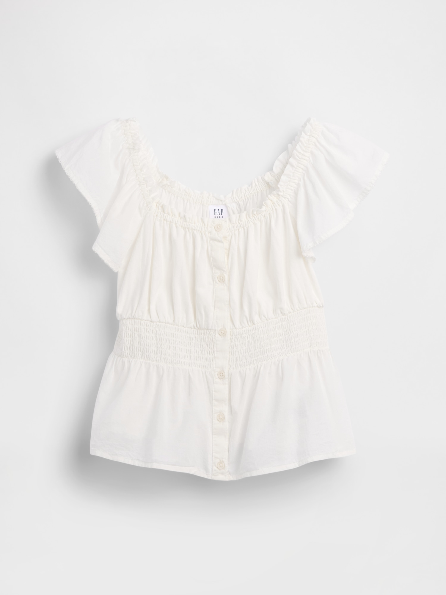 Kids Flutter-Sleeve Button-Front Top