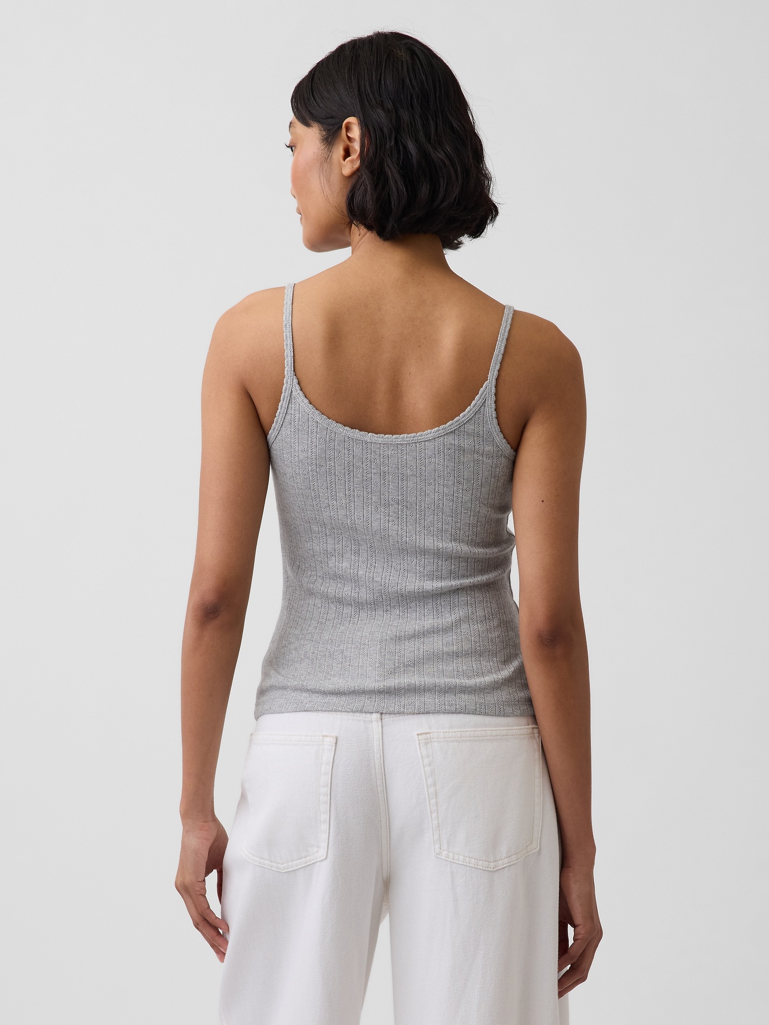 Женский топ Gap Pointelle Crop Cami, цвет: Меланжевый серый — фото 3