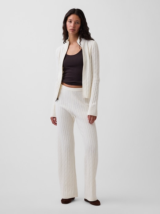 Image number 5 showing, CashSoft Cable-Knit Crop Zip Cardigan