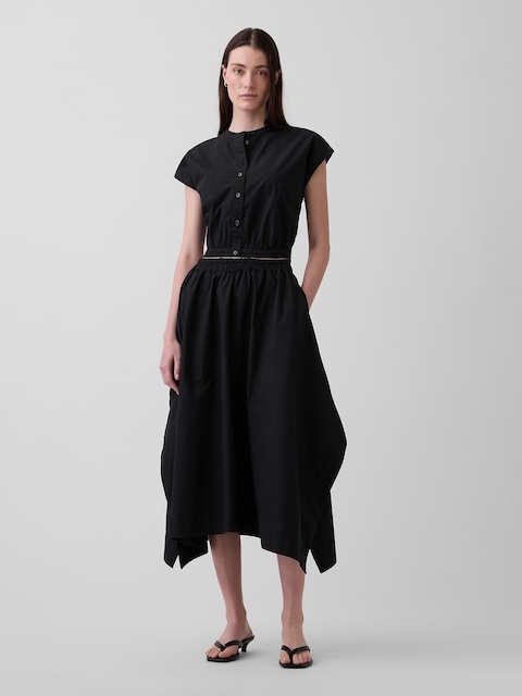 Poplin Midi Handkerchief Skirt