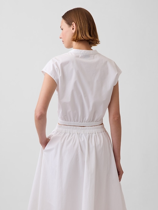 Image number 3 showing, Poplin Cap-Sleeve Crop Shirt