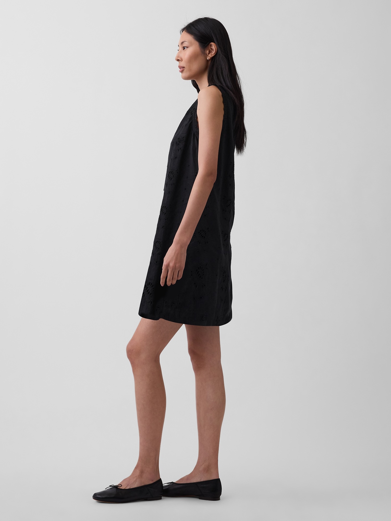 Gap Linen-Blend Embroidered Mini Shift Dress — фото 2