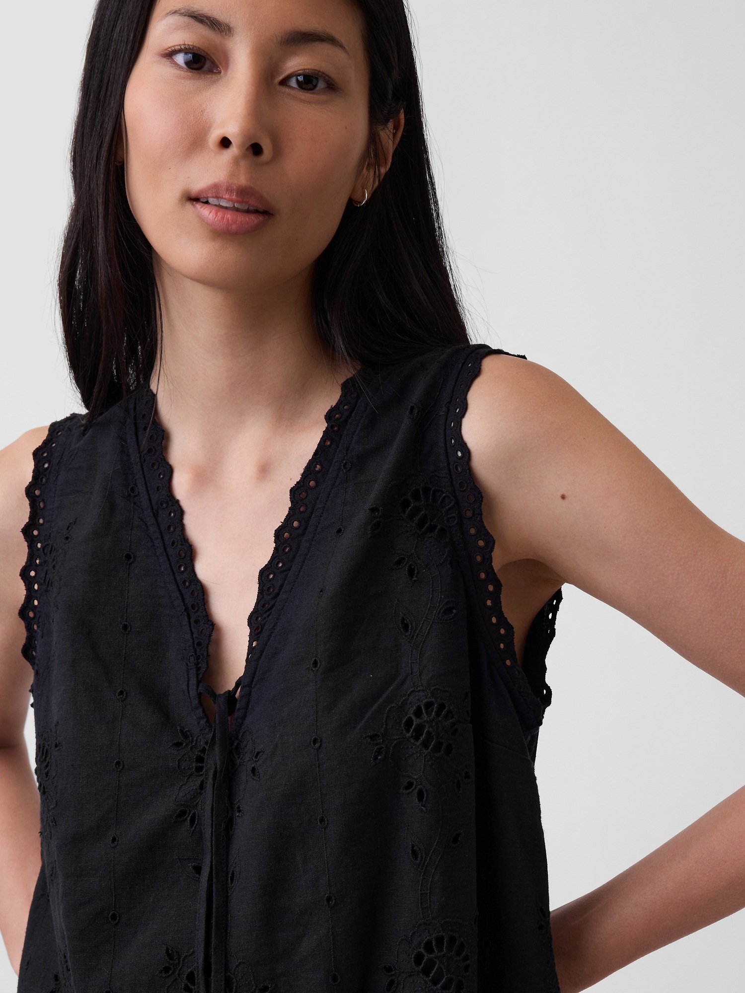 Gap Linen-Blend Embroidered Mini Shift Dress — фото 3