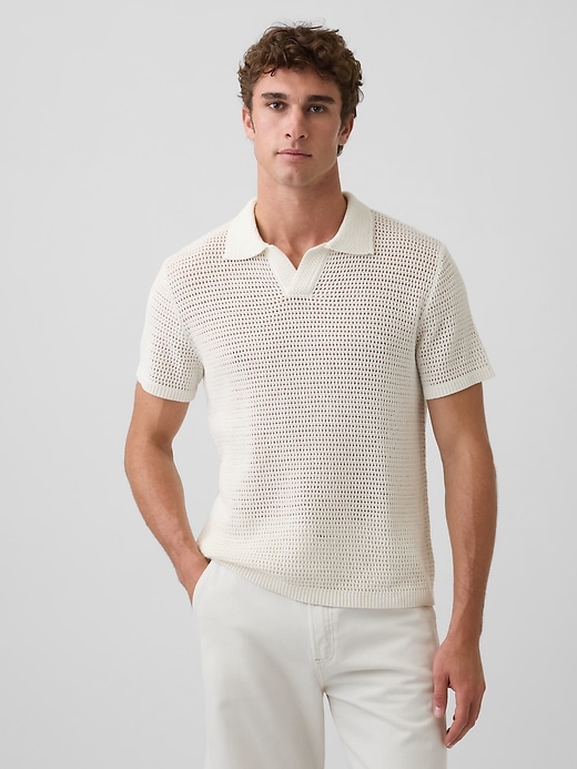 Image number 1 showing, Mesh Polo Sweater