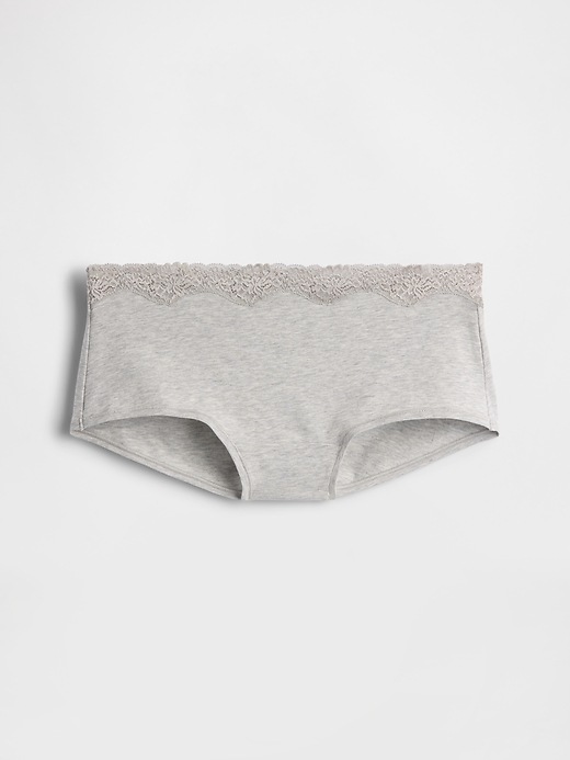 Image number 1 showing, Organic Stretch Cotton Lace-Trim Shorty