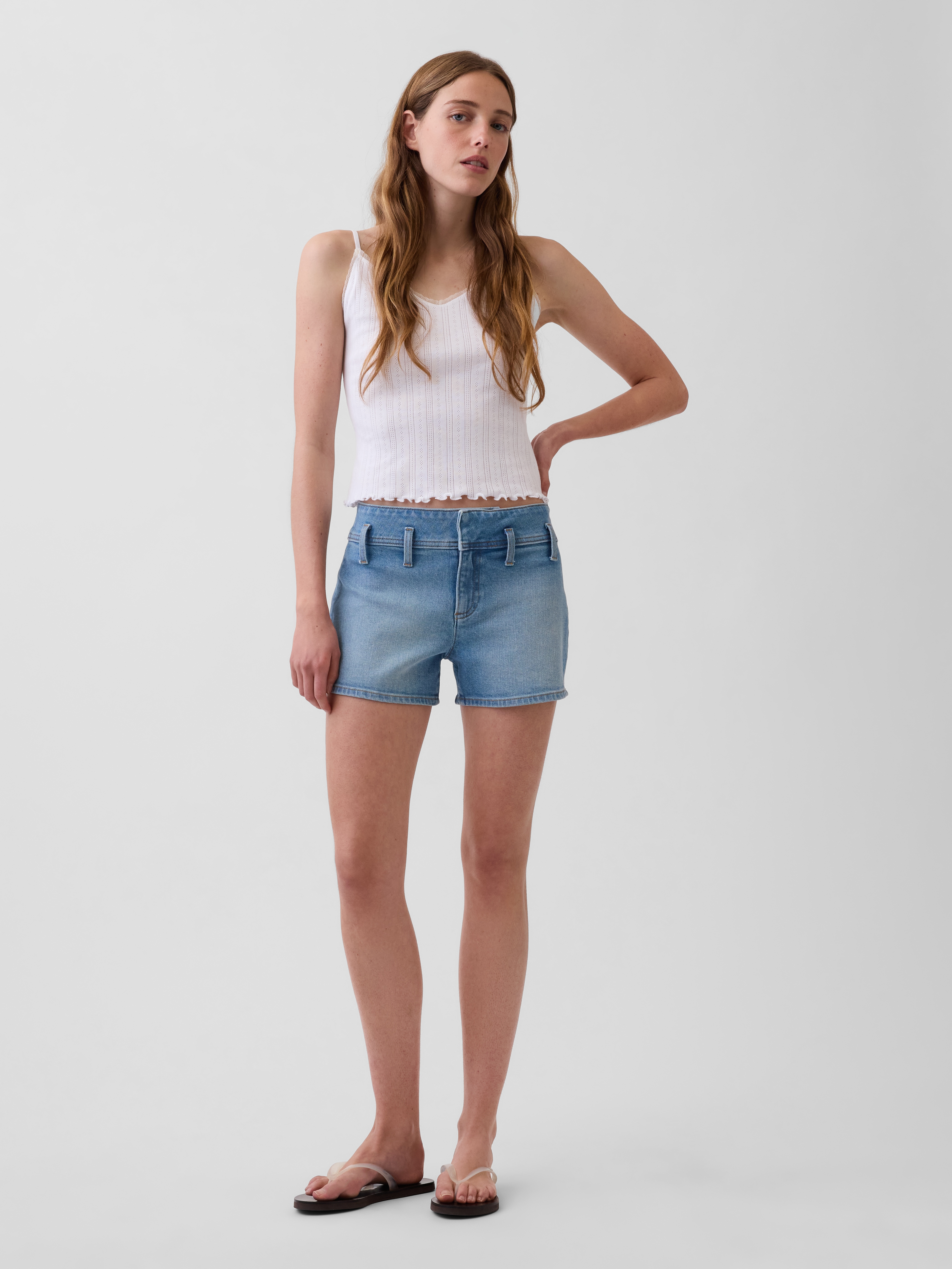 3" Low Rise Lace-Up Denim Shorts