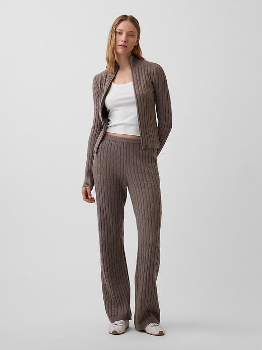 Image number 1 showing, CashSoft Cable-Knit Boot Sweater Pants
