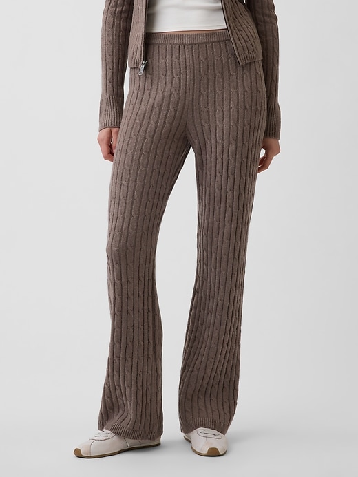 Image number 2 showing, CashSoft Cable-Knit Boot Sweater Pants