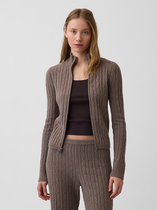 CashSoft Cable-Knit Crop Zip Cardigan from GAP - $71