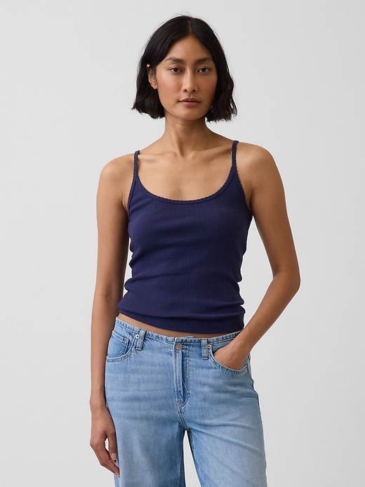 Image number 1 showing, Pointelle Crop Cami