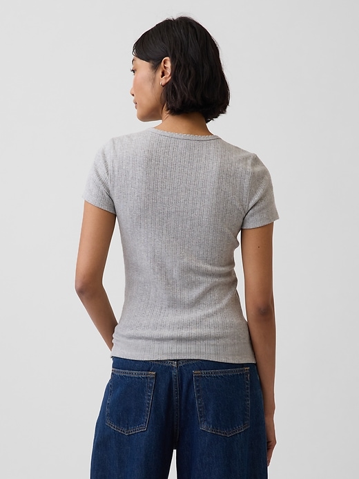 Image number 3 showing, Pointelle Crewneck T-Shirt