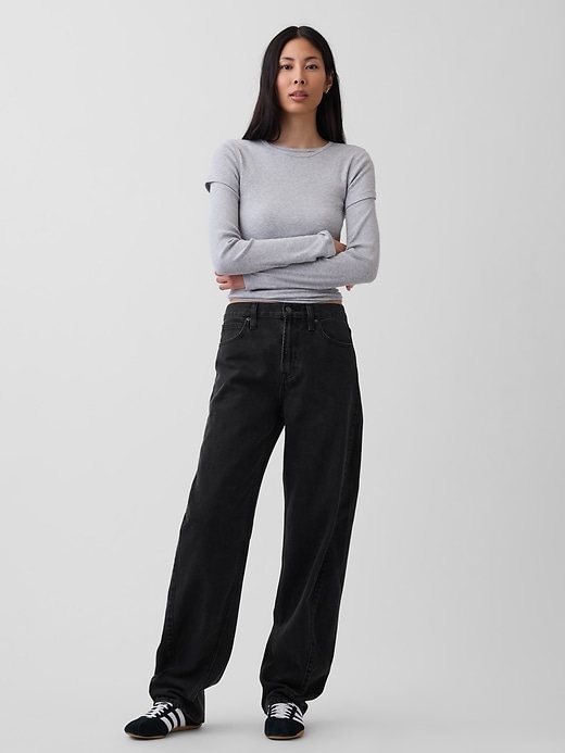 Image number 1 showing, High Rise Barrel Jeans