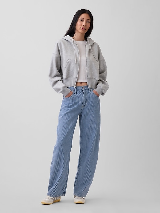 Image number 1 showing, High Rise UltraSoft Denim Stripe Barrel Jeans