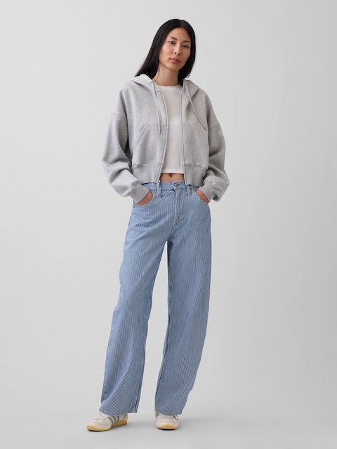 High Rise UltraSoft Denim Stripe Barrel Jeans