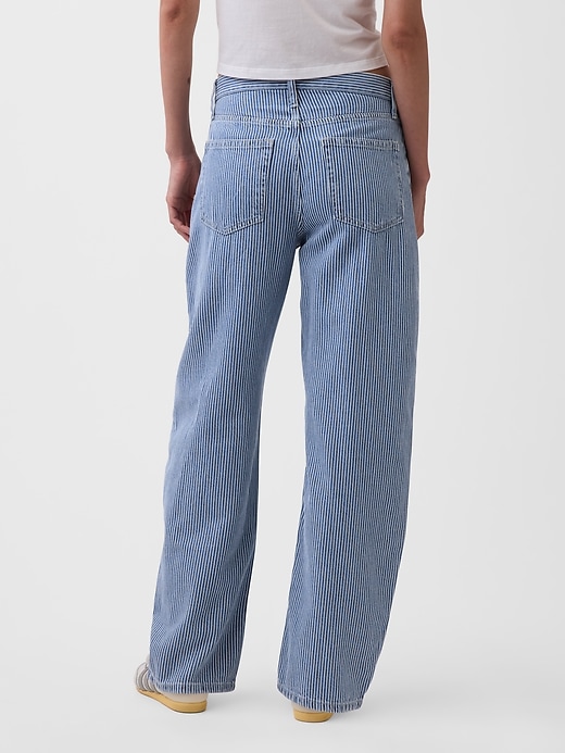 Image number 4 showing, High Rise UltraSoft Denim Stripe Barrel Jeans