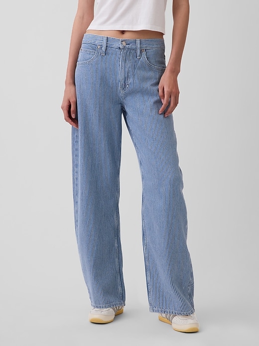 Image number 2 showing, High Rise UltraSoft Denim Stripe Barrel Jeans