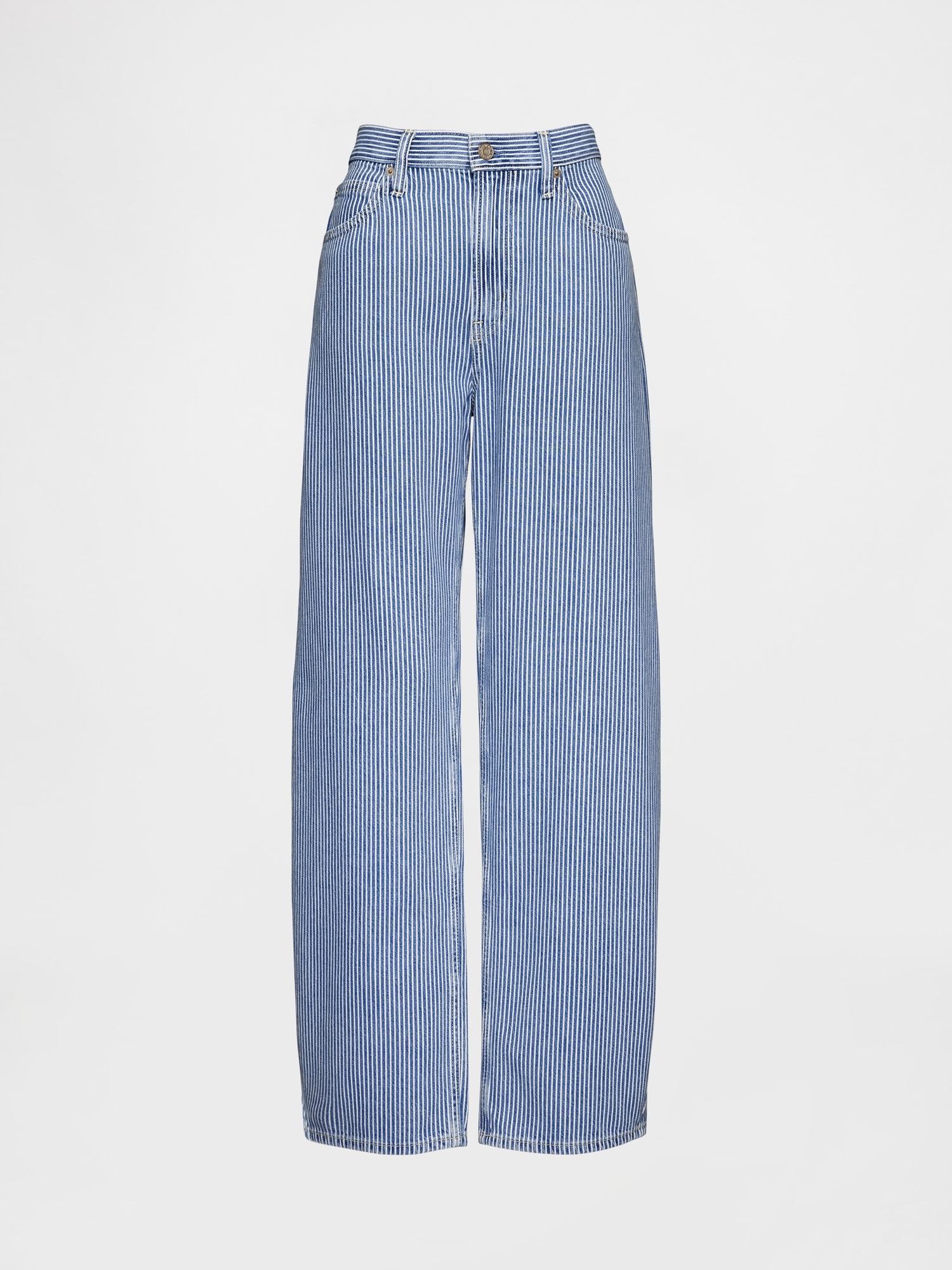 High Rise UltraSoft Denim Stripe Barrel Jeans