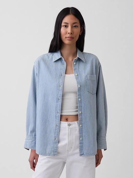 Image number 1 showing, Denim Stripe Big Shirt