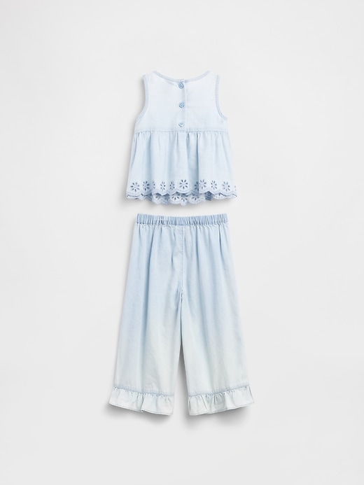 Image number 3 showing, Baby & Toddler Eyelet Denim Outfit Set