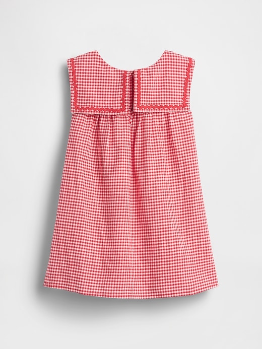 Image number 3 showing, Baby & Toddler Linen-Cotton Gingham Sailor Dress