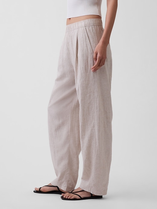 Image number 3 showing, Linen-Blend Easy Barrel Pants