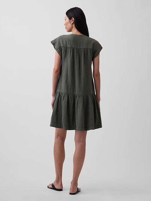 Image number 2 showing, Cotton Gauze V-Neck Tunic Dress