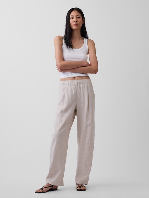 Image number 6 showing, Linen-Blend Easy Barrel Pants