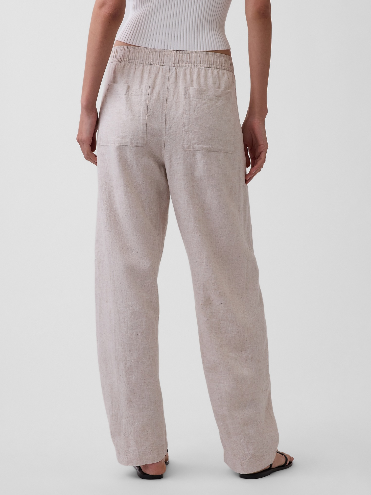 Женские брюки Gap Linen-Blend Easy Barrel, цвет: Бежевый — фото 4