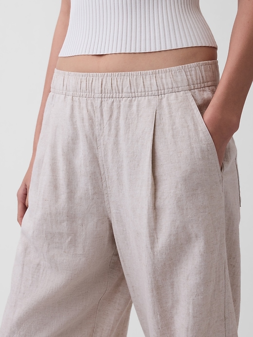 Image number 5 showing, Linen-Blend Easy Barrel Pants