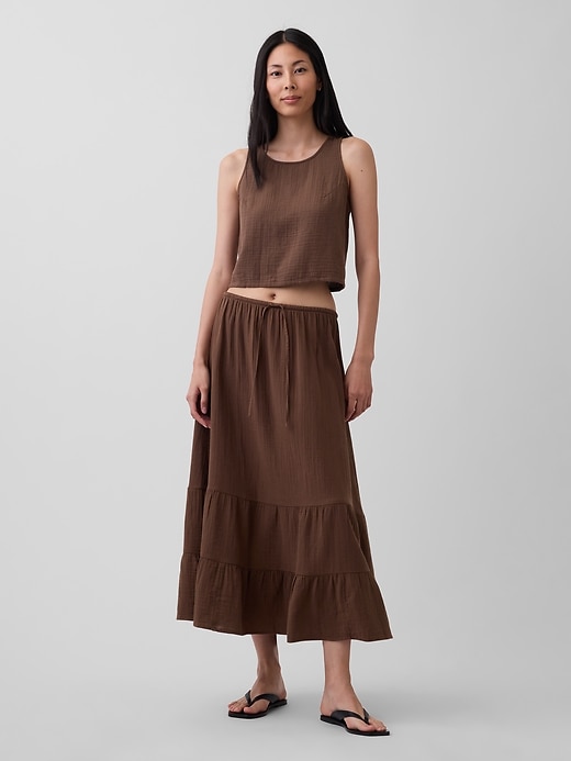 Image number 1 showing, Cotton Gauze Easy Tiered Maxi Skirt