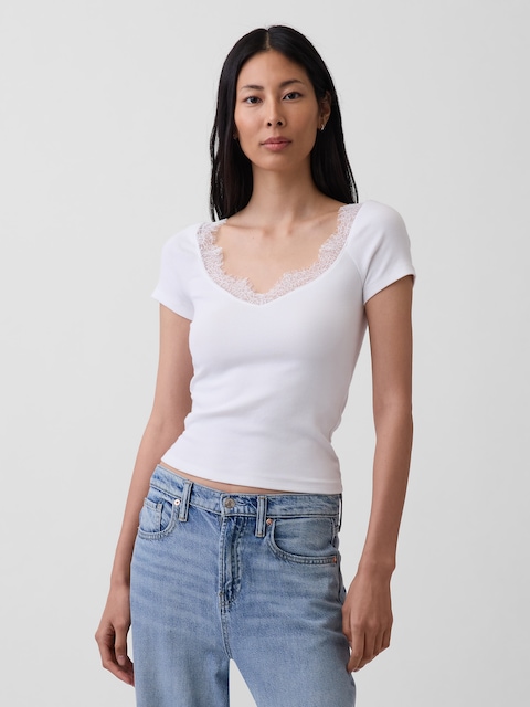 Modern Lace-Trim Crop Top