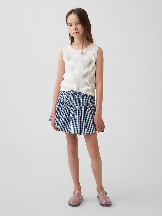 Image number 1 showing, Kids Gingham Denim Tiered Skort