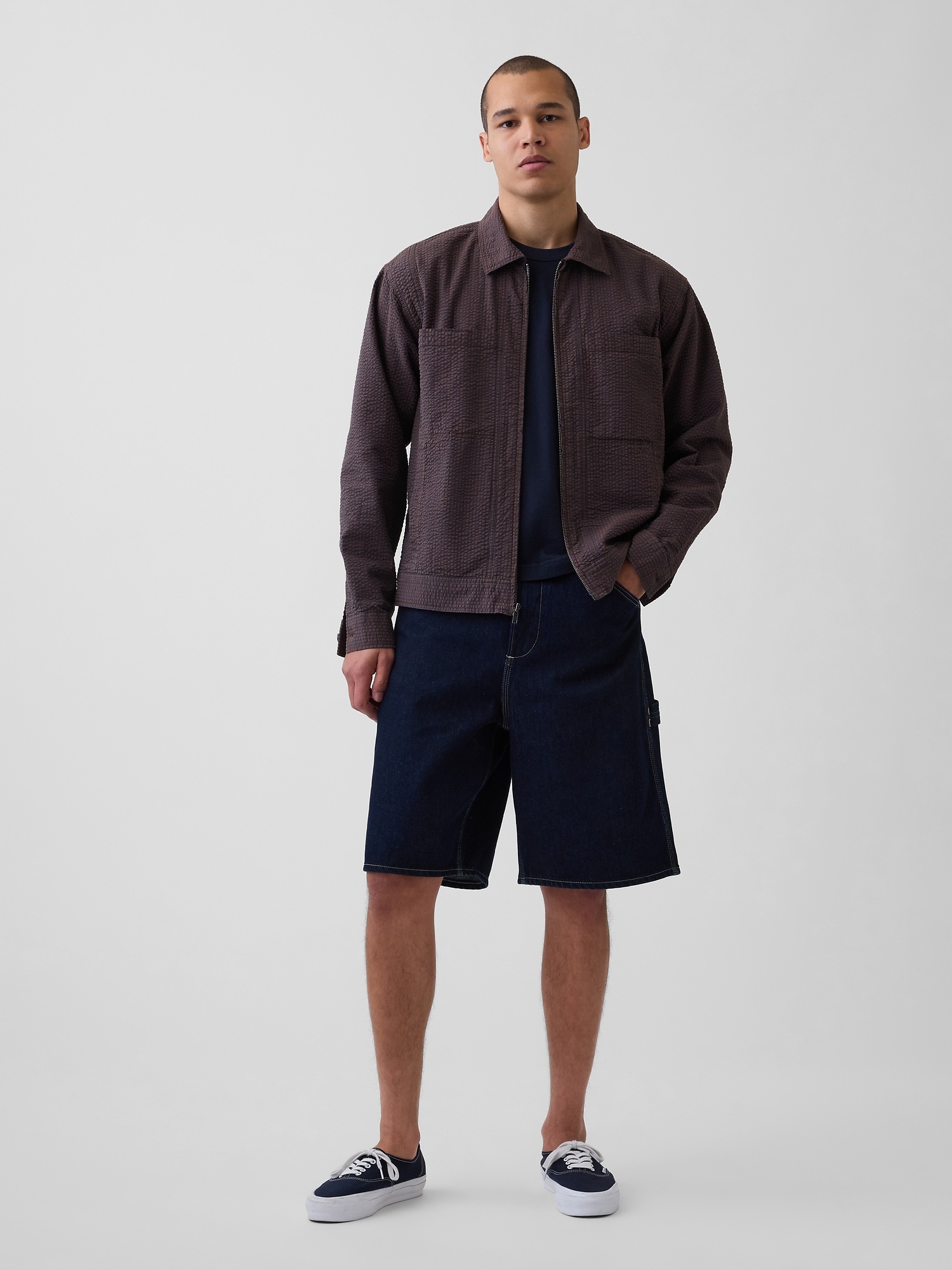 Мужские куртки Gap Seersucker Zip Shirt Jacket — фото 2