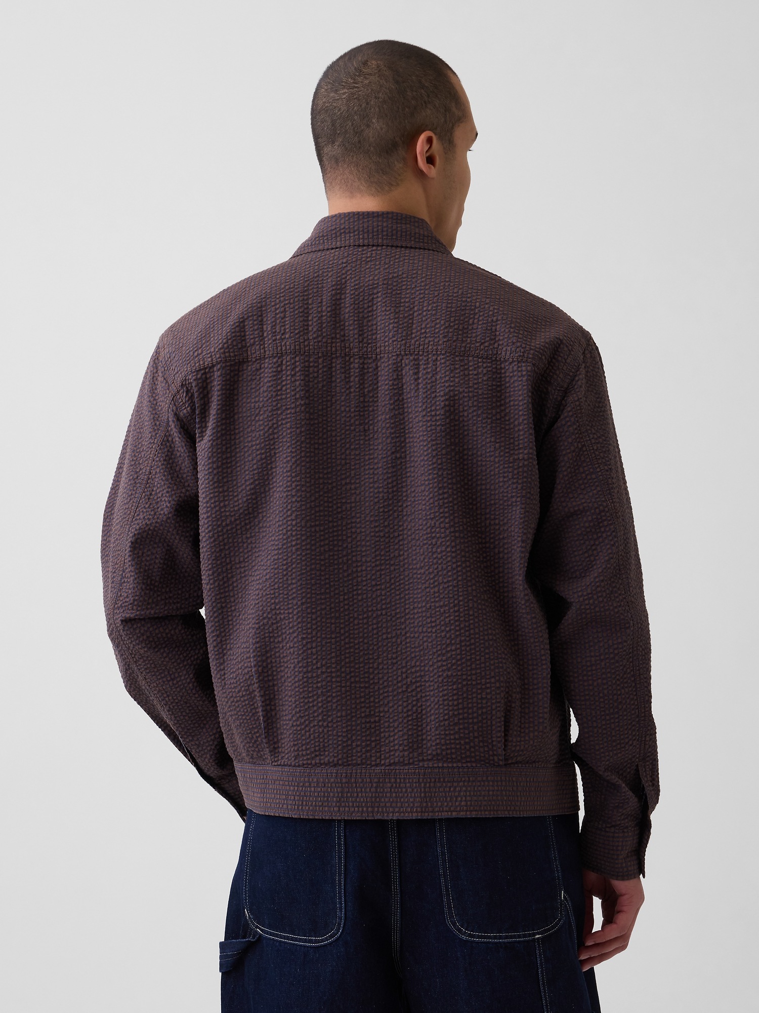 Мужские куртки Gap Seersucker Zip Shirt Jacket — фото 3