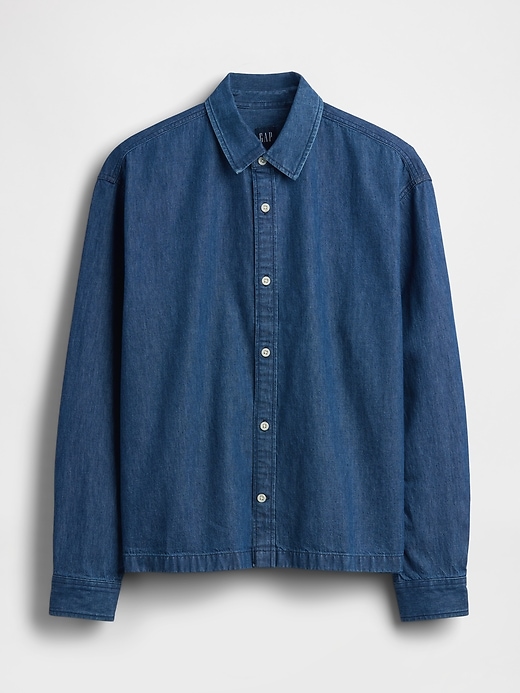 Image number 5 showing, Denim Relaxed Straight-Hem Shirt