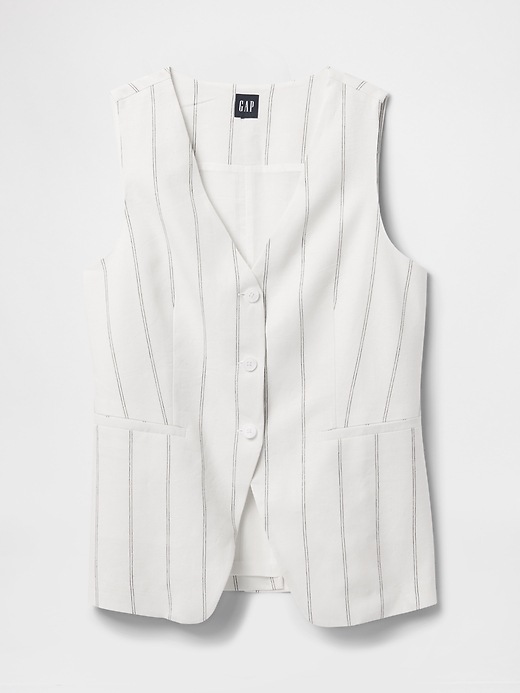 Image number 5 showing, Linen-Blend Longline Vest