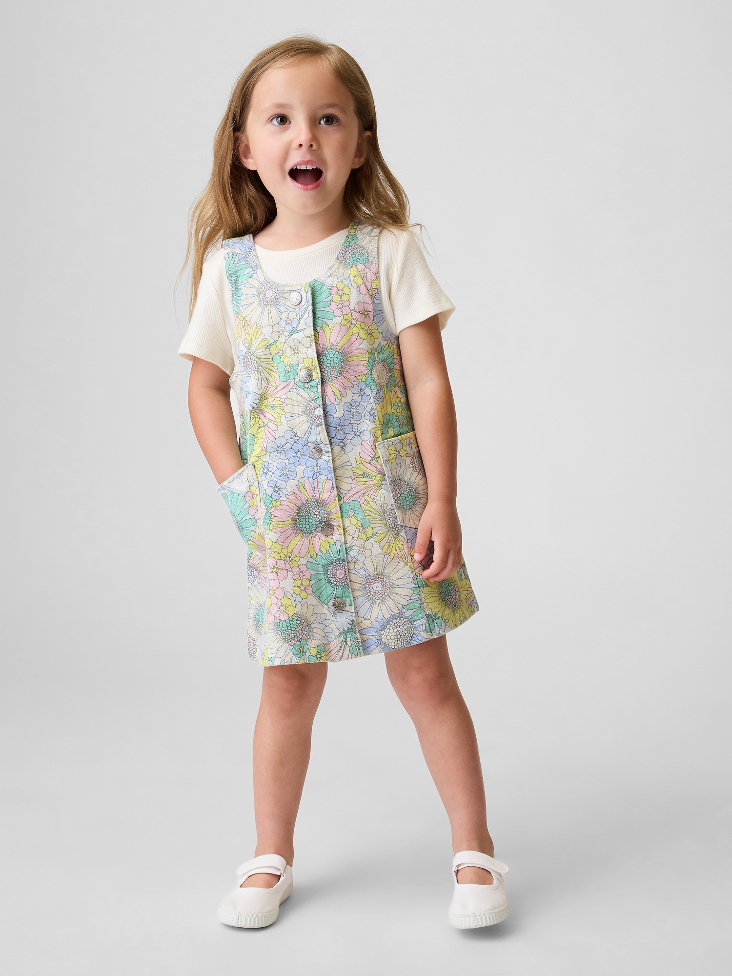 Детские платья Gap Baby & Toddler Floral Denim Jumper Dress