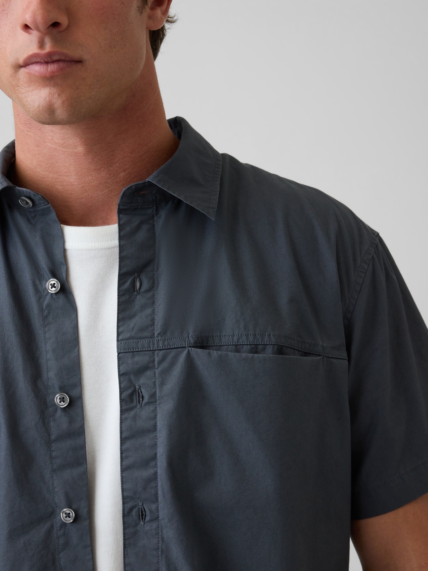 Мужские рубашки Gap Poplin Relaxed Shirt — фото 3