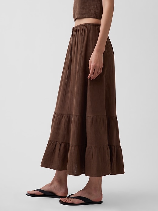 Image number 3 showing, Cotton Gauze Easy Tiered Maxi Skirt