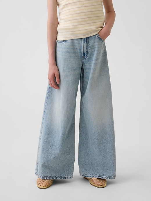 Image number 2 showing, Kids Low Rise Stride Wide-Leg Baggy Jeans