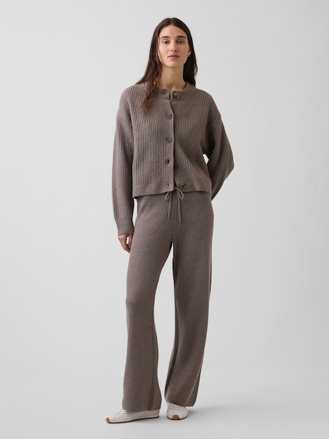 CashSoft Shaker-Stitch Sweater Pants