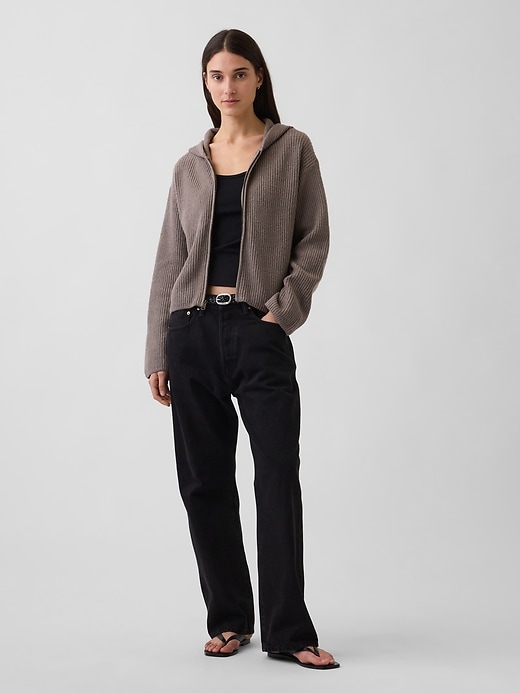 Image number 2 showing, CashSoft Oversized Shaker-Stitch Zip Hoodie