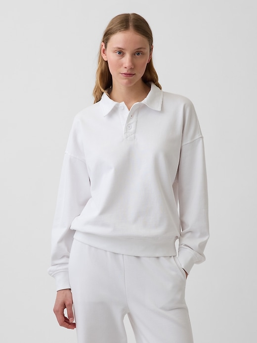 Image number 1 showing, French Terry Oversized Polo Sweatshirt