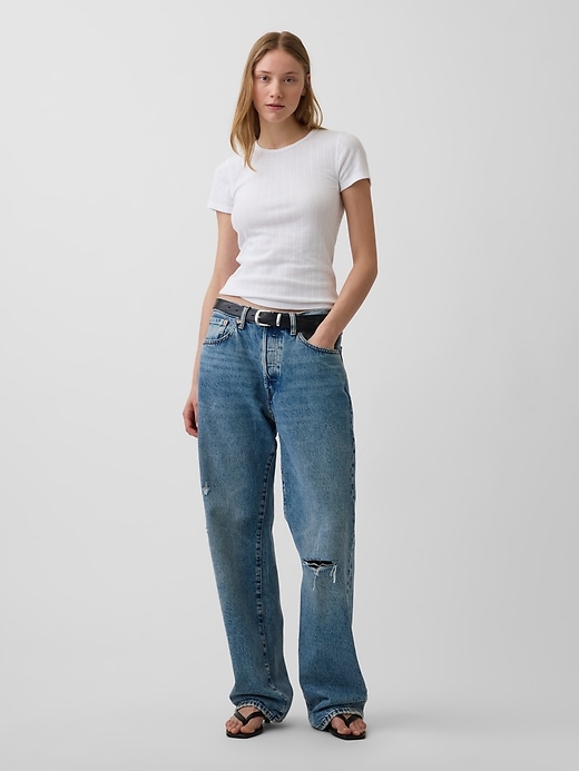 Image number 2 showing, Pointelle Crewneck T-Shirt