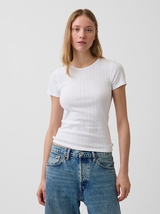 Image number 1 showing, Pointelle Crewneck T-Shirt