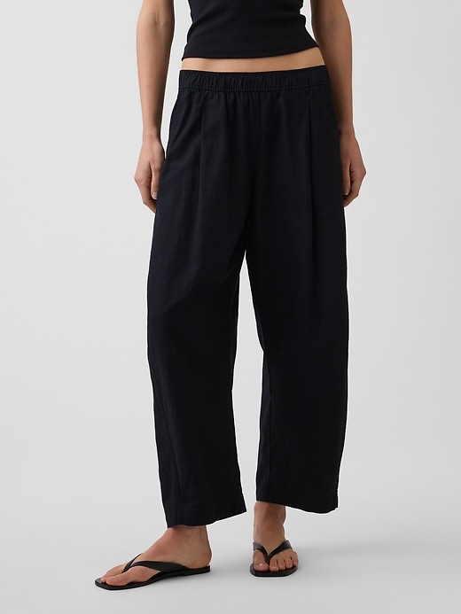Image number 2 showing, Linen-Blend Easy Barrel Pants