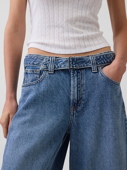 Image number 5 showing, High Rise Belted Barrel Culotte Jeans