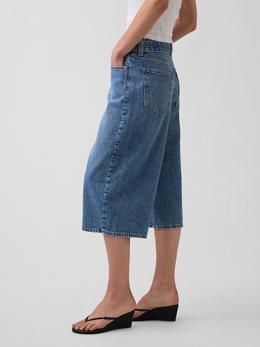 Image number 3 showing, High Rise Belted Barrel Culotte Jeans