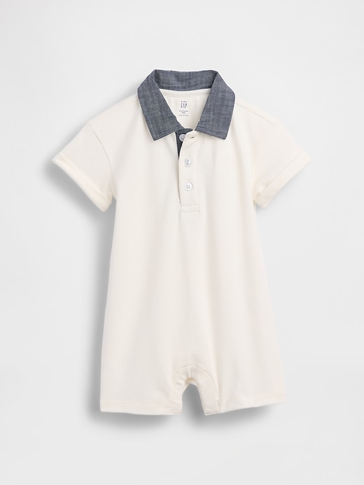 Image number 1 showing, Baby Pique Polo Shorty One-Piece