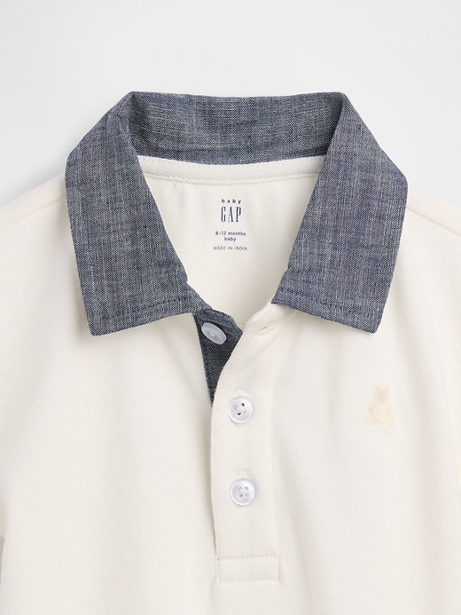 Image number 3 showing, Baby Pique Polo Shorty One-Piece